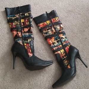 Multi colored heeled boot